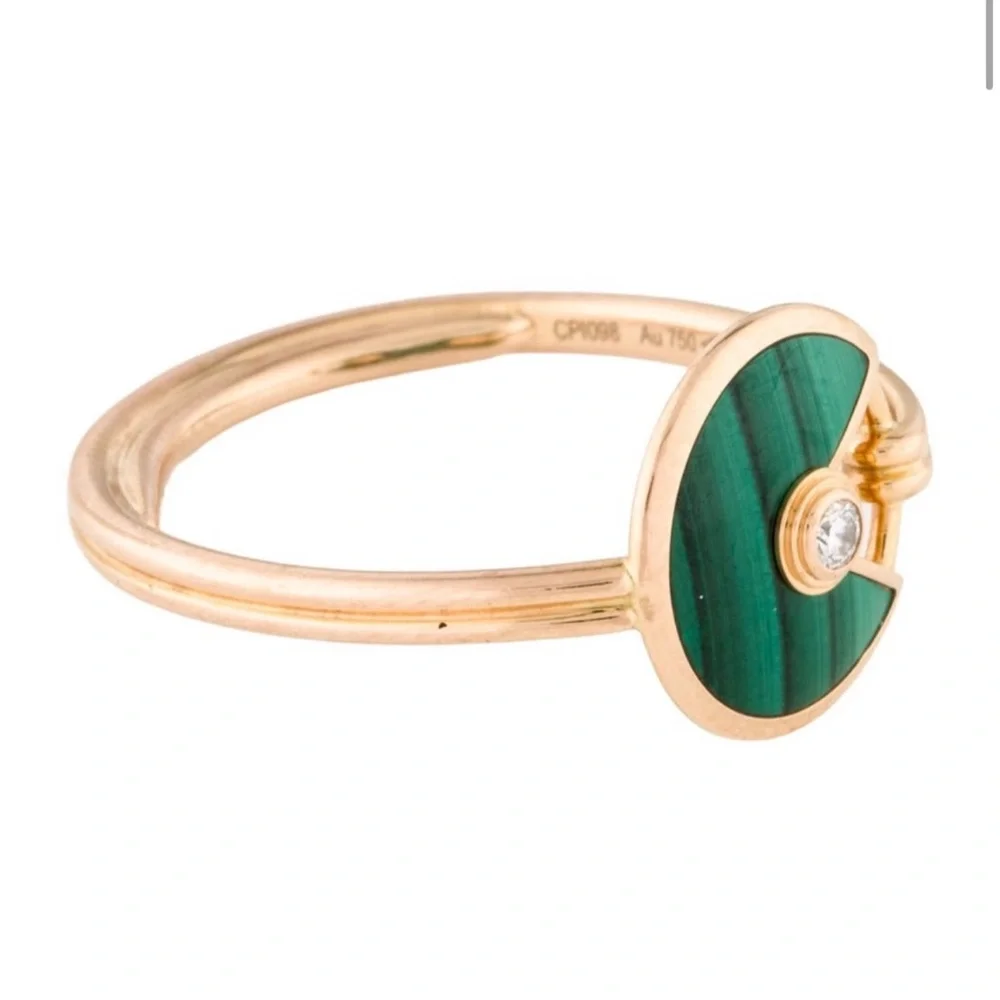 Cartier Malachite Amulette De Cartier Rose Gold Ring - Picture 7 of 9